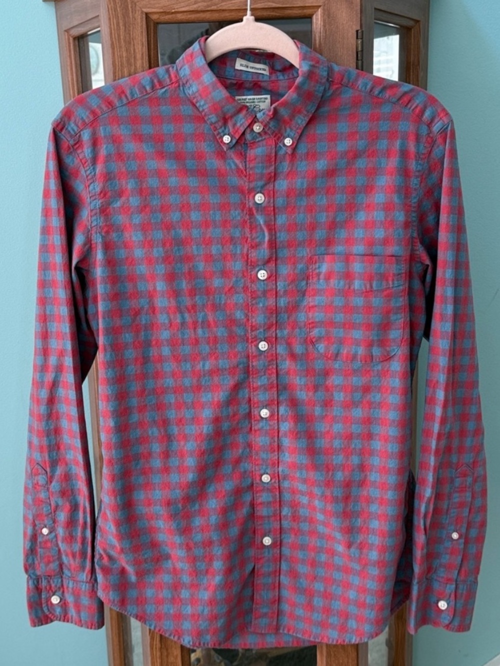 J. Crew Red and Blue Checked Button-Down Shirt